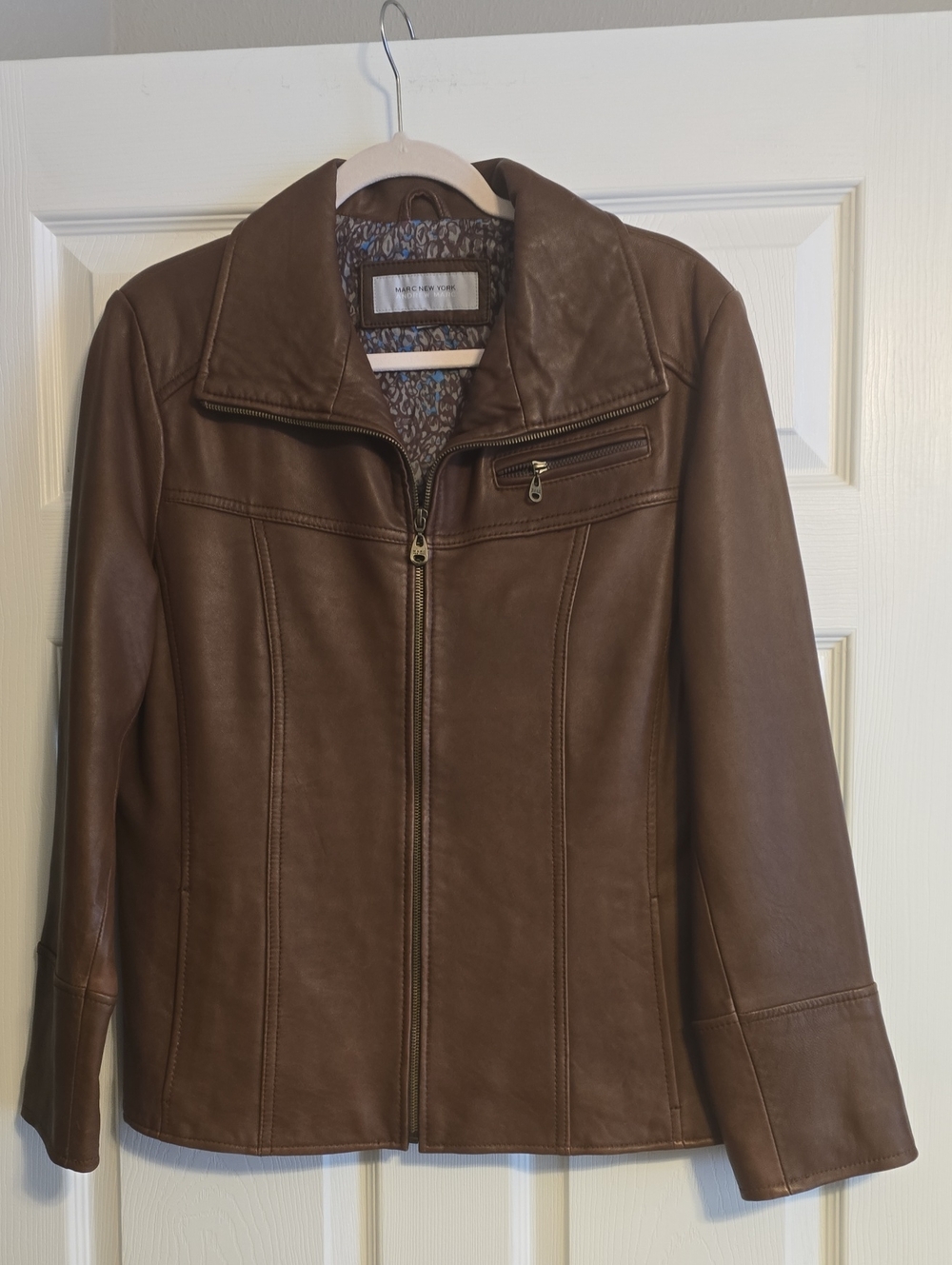 Andrew Marc Women's Brown Leather Zip Jacket